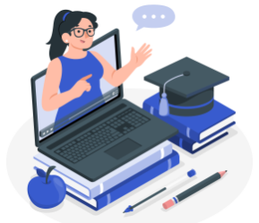 رسم توضيحي لمفهوم التعليم عبر الإنترنت.